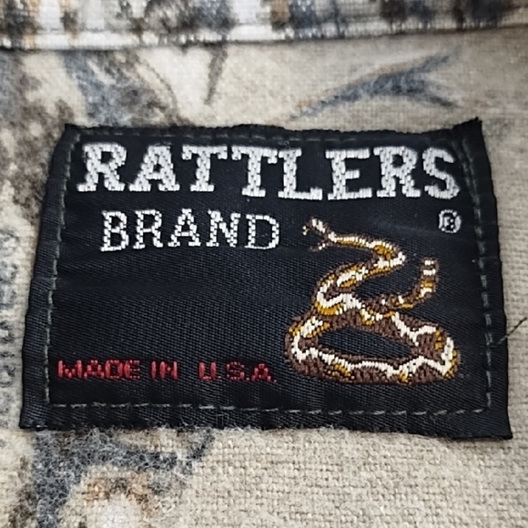 Camo Brushed Denim Canvas Hunting Button Up Shirt Jacket Rattlers - Picture 9 of 13